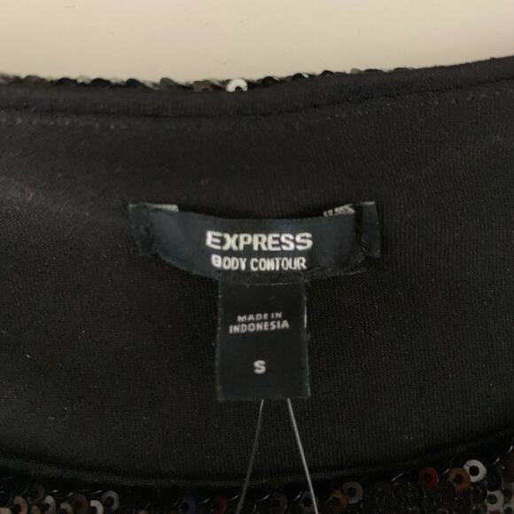 EXPRESS Body Contour Small Bodysuit Sequin Sleeveless Form Fitting Crew Neck NWT - Picture 9 of 13